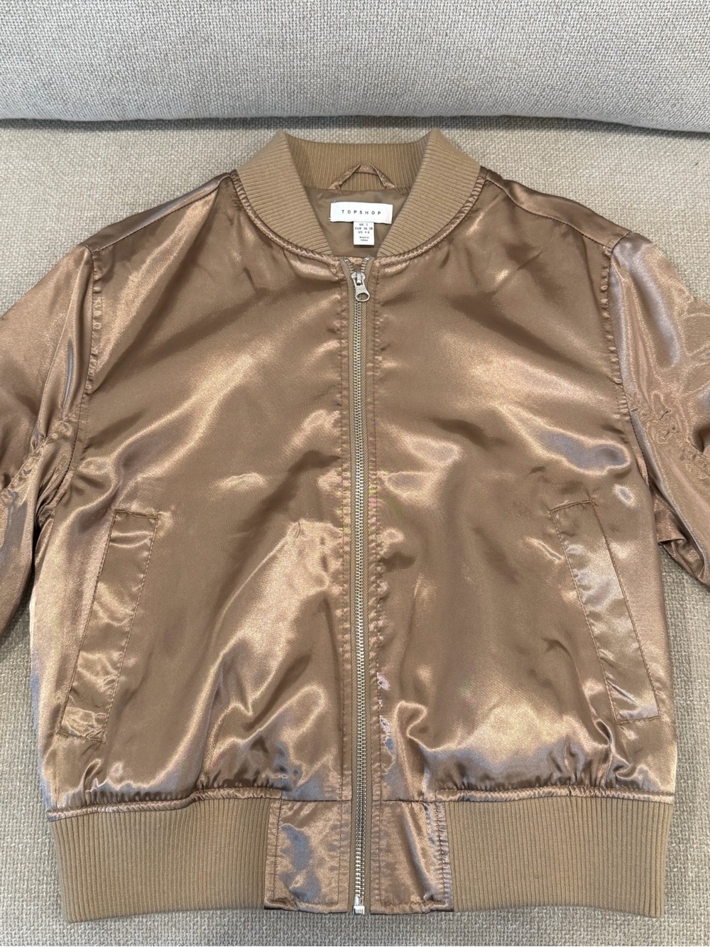 Topshop Metallic Bronze Girls' Bomber Jacket